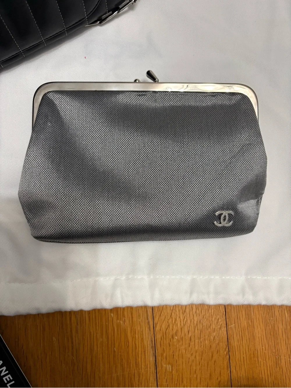 💟Chanel Mademoiselle Vertical Quilted Camera Bag- Black w/ Silver hardware💟